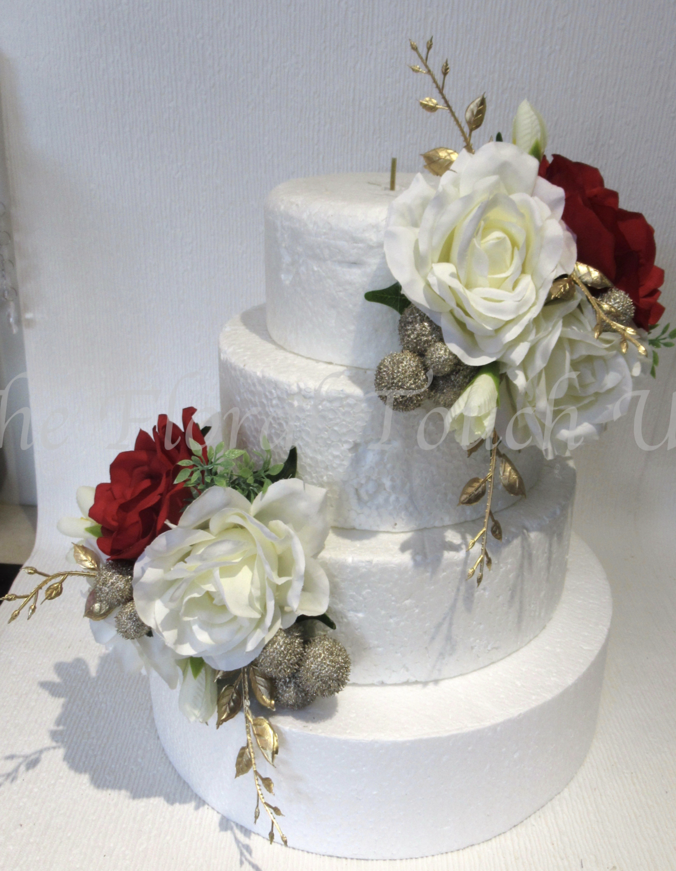 Gold, Red & Ivory Cake Flowers Sprays